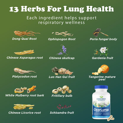 RidgeCrest Herbals ClearLungs Extra Strength, Daily Health Supplement, Natural Lung and Nasal Wellness Formula RidgeCrest Herbals