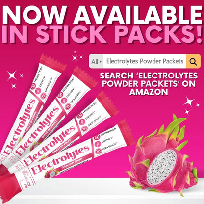 Zero Sugar Dragon Fruit Electrolytes Sticks - Refreshing Hydration - Caffeine Free Energy with Natural Ingredients - Vegan, Keto & Paleo My Adventure to Fit