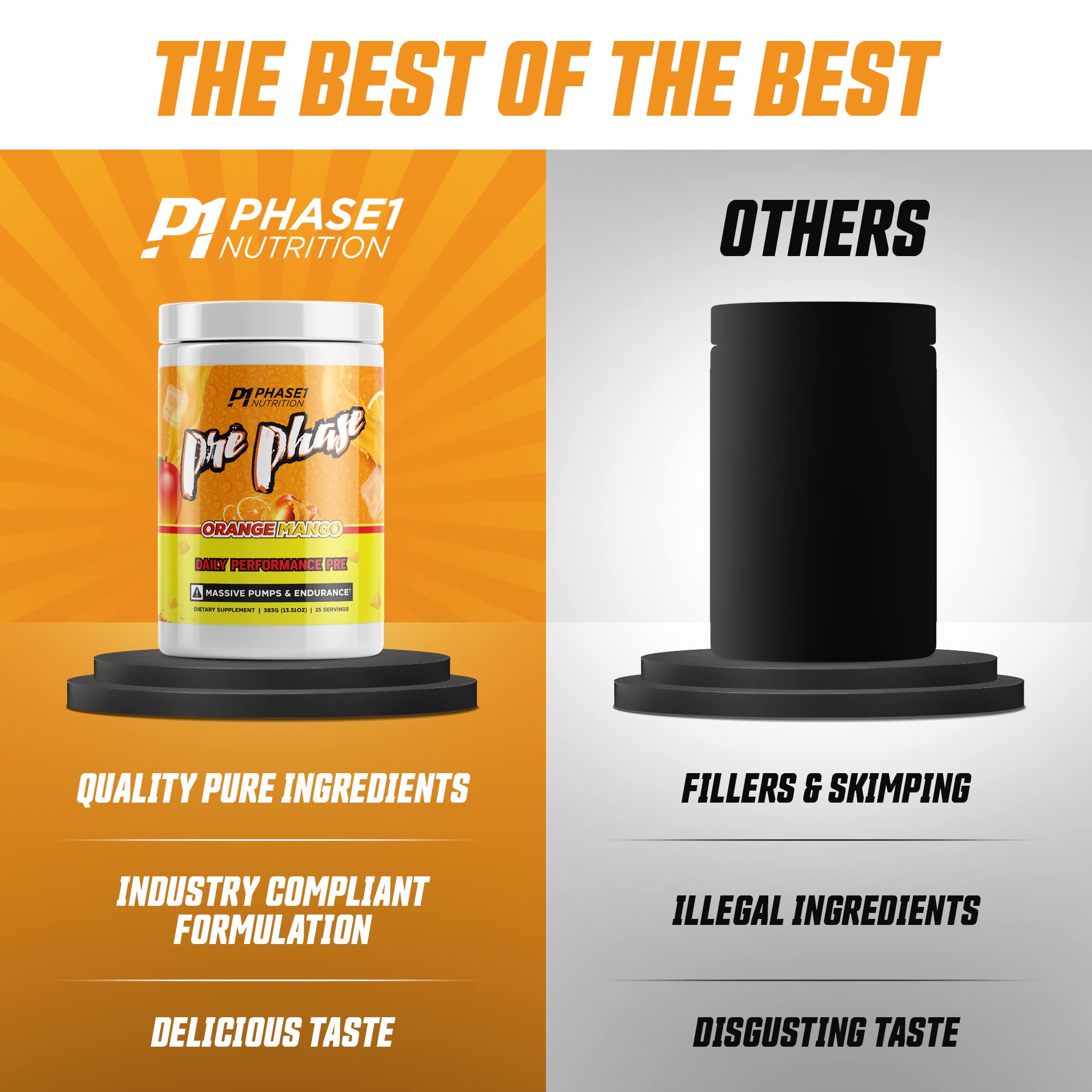 Pre Phase Daily Driver Orange Mango Pre Workout with 325mg Caffeine, Vitamin B12 Phase One Nutrition buy australia supplements