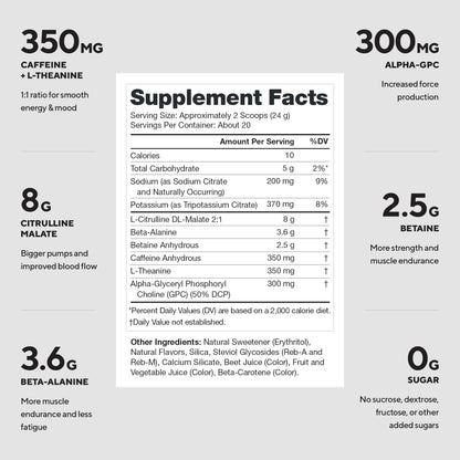 LEGION Pulse Pre Workout Supplement - All Natural Nitric Oxide Preworkout Drink to Boost Energy, Creatine Free, Naturally Sweetened, Beta Alanine, Citrulline, Alpha GPC (Fruit Punch)