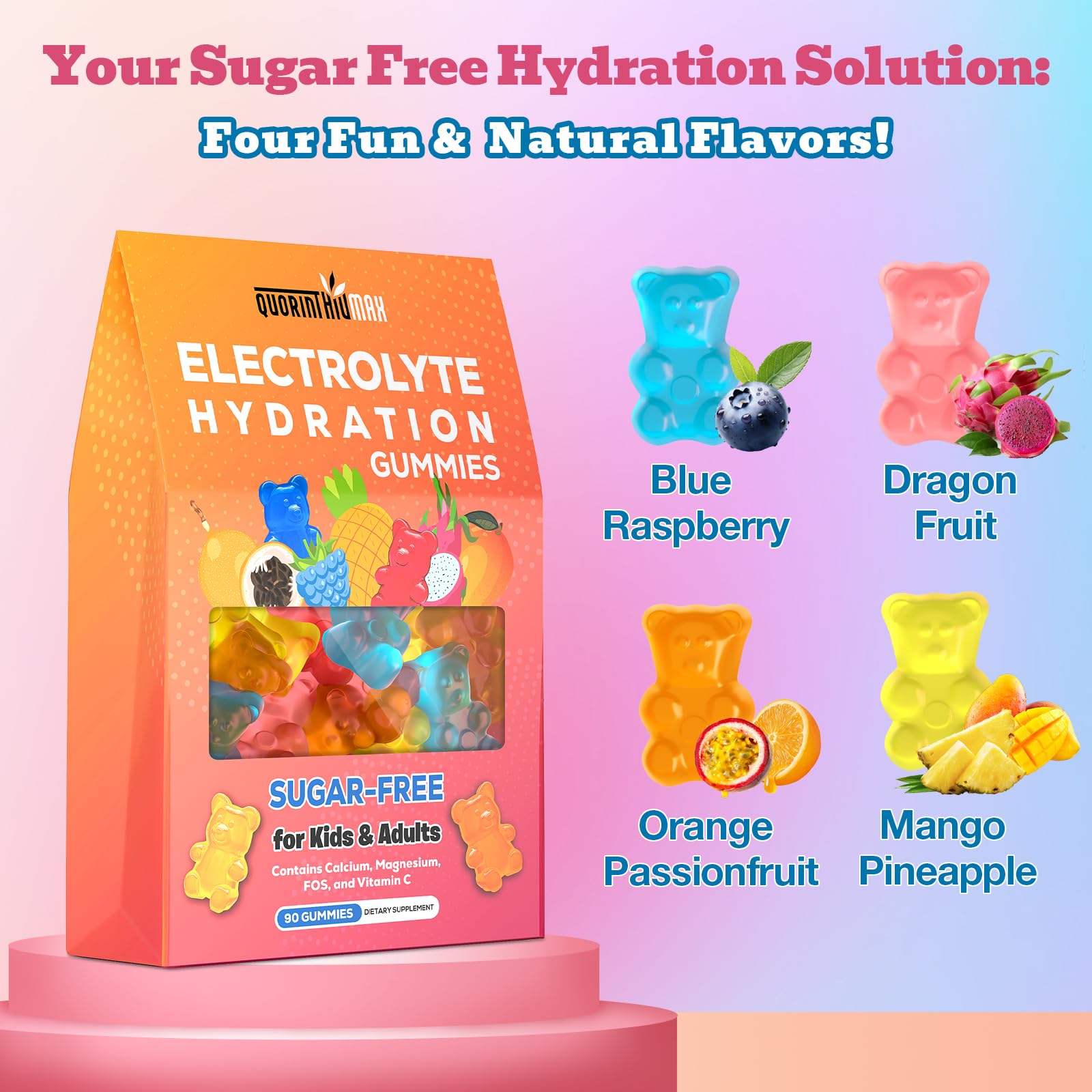 Electrolyte Gummies Sugar Free | Electrolyte Hydration Energy Gummies for Running & Sports - Energy Chews with Calcium & Vitamin C for Kids & Adults, Quorinthiumax buy australia supplements