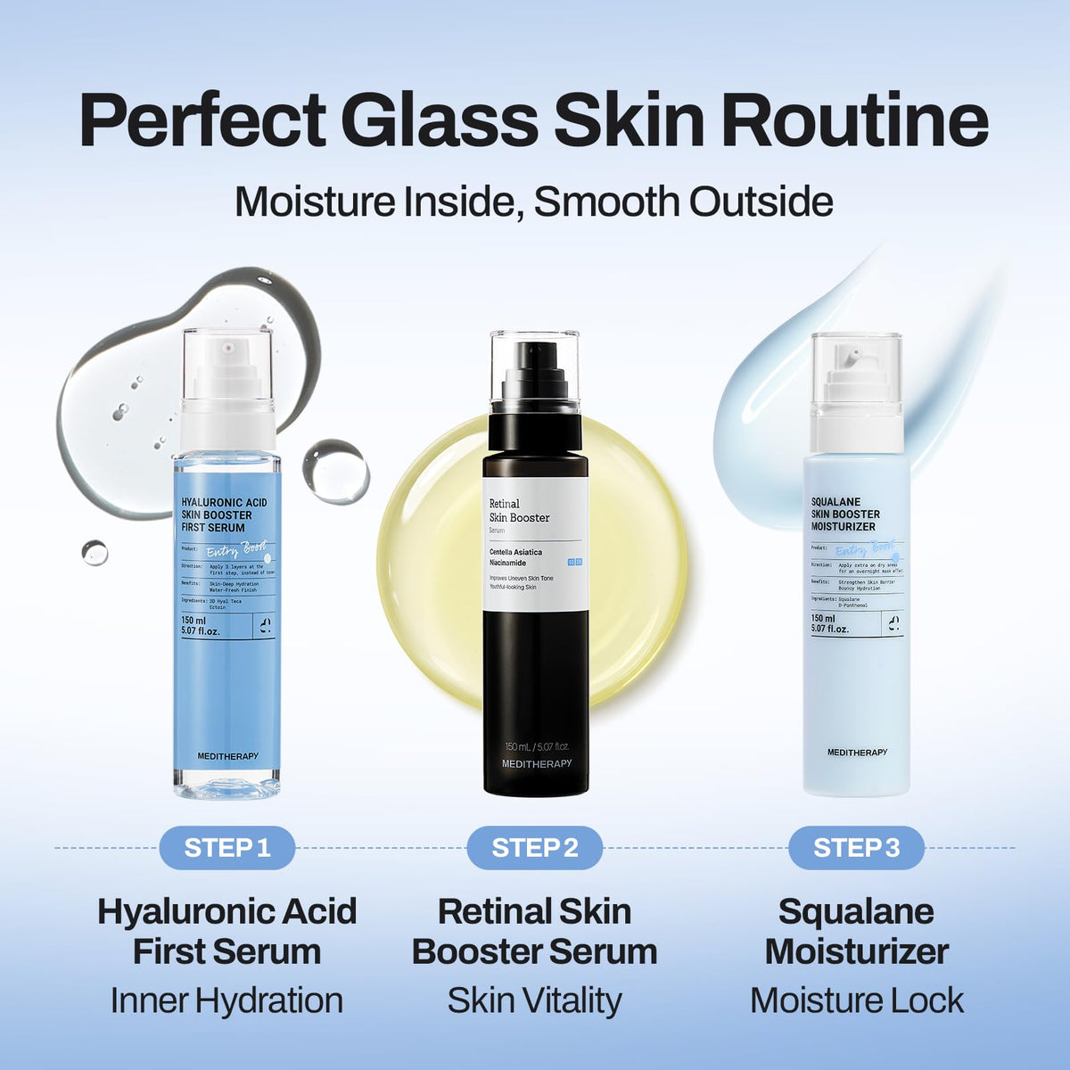 MEDITHERAPY Retinal Skin Booster Serum 5.07 fl oz | Retinaldehyde, Niacinamide, Cica | Korean Hydrating Face & Body Serum for Dull, Uneven Skin, All Skin Types, K-Beauty MEDITHERAPY