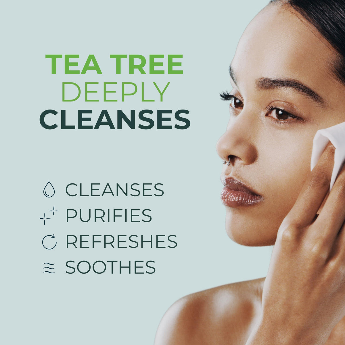 NOVEHA 60PCs Tea Tree Oil Eyelid & Lash Wipes | With Hyaluronic Acid, Green Tea & Chamomile For Blepharitis, Itchy & Stye Eyes, Individually Wrapped, Natural Eyelash Makeup Remover & Daily Cleanser NOVEHA