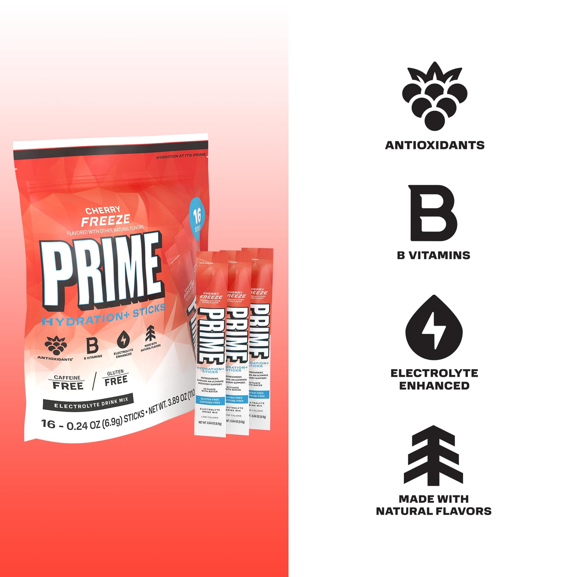PRIME HYDRATION+ Electrolyte Powder Sticks, Cherry Freeze, Sugar Free Hydration Drink Mix with Potassium, Magnesium & B Vitamins PRIME HYDRATION buy australia supplements