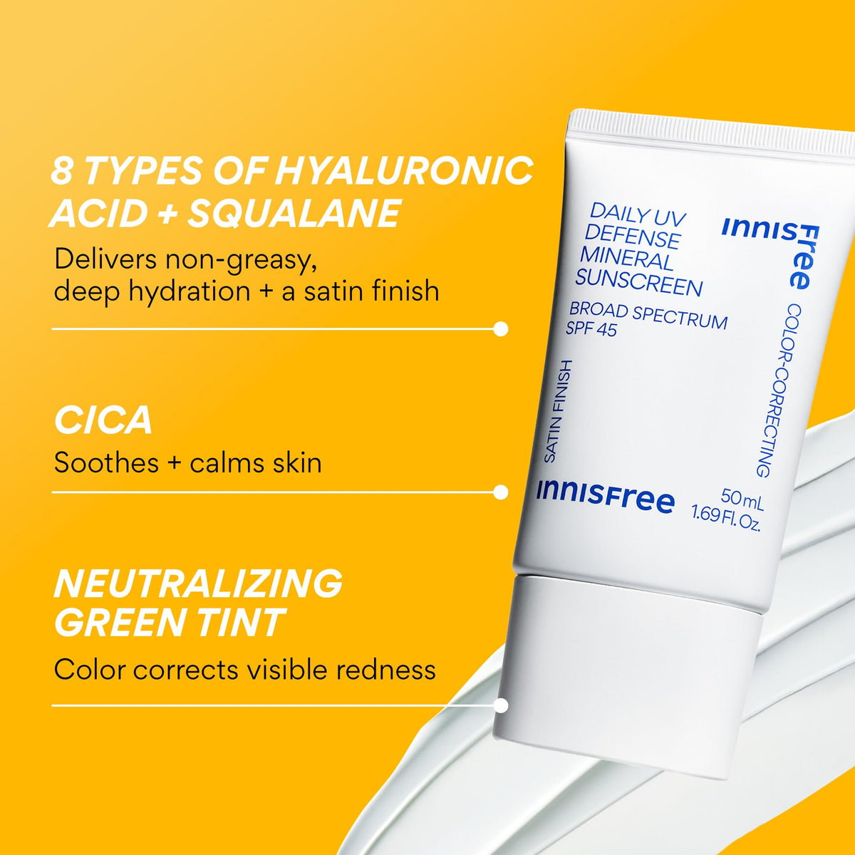 innisfree Daily Mineral UV Defense SPF 45 | Tinted Korean Sunscreen with Zinc Oxide for Redness | Gentle, Hydrating and Lightweight | Available in 2 Pack innisfree