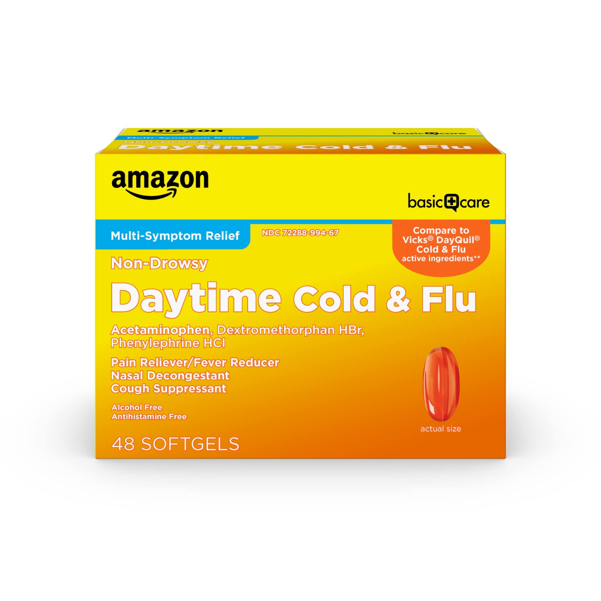 Amazon Basic Care Daytime Cold & Flu Liquid Caps; Cold Care for Daytime Cold and Flu, Orange, 48 Count (Pack of 1) Amazon Basic Care buy australia supplements