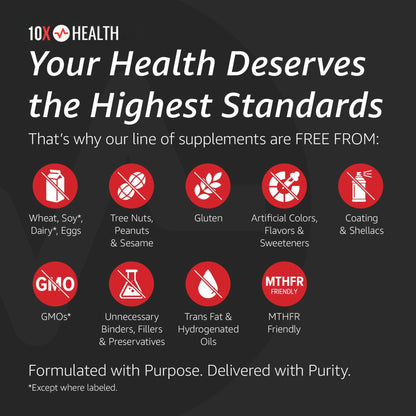 10X Health Probiotics for Men - 60 Capsules Immune Support Supplement & Probiotics for Digestive Health with Lactobacillus Rhamnosus, 10X Health System