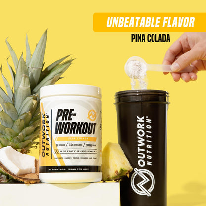 Outwork Nutrition Preworkout for Men & Women - Nootropic Pre Workout Without Creatine, Pre-Workout Powder with Taurine Rhodiola Citrulline Malate Beta Alanine Caffeine (Tropical Candy)
