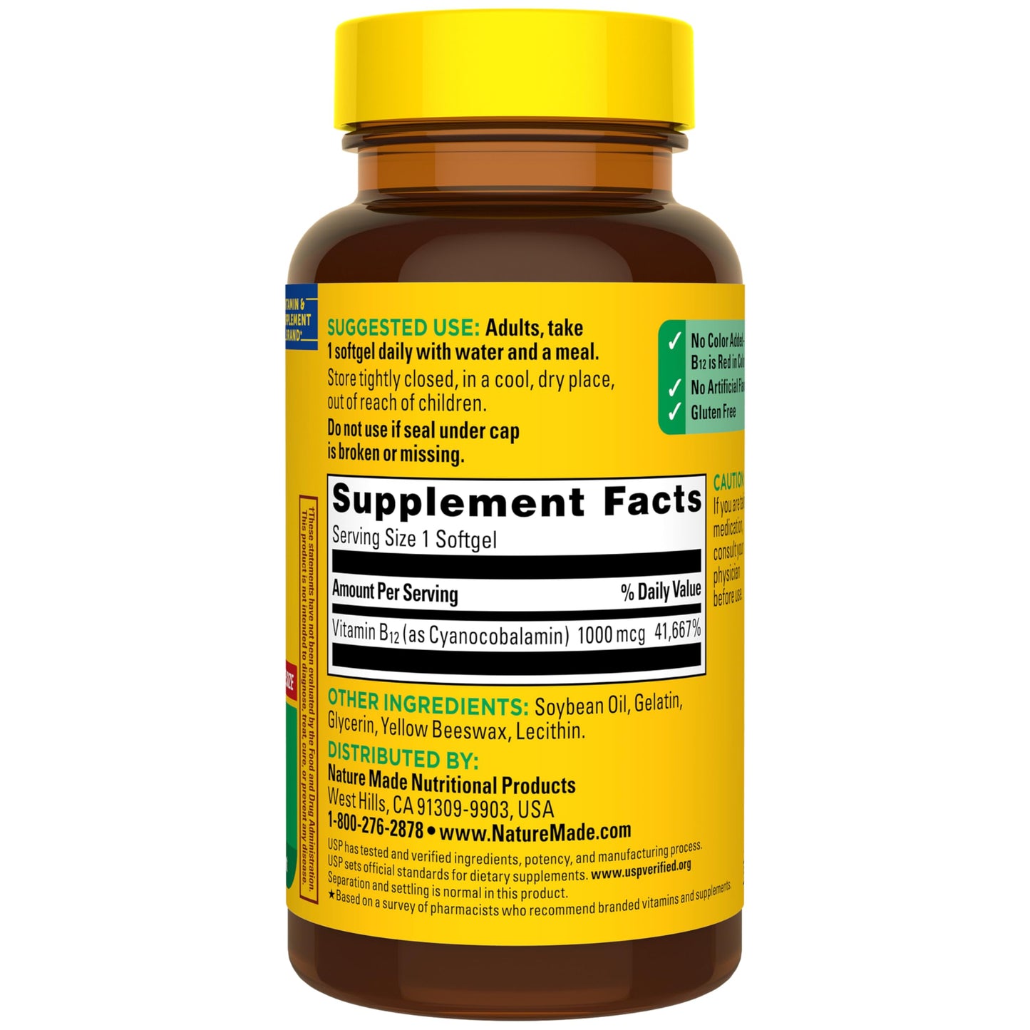 Nature Made Vitamin B12 1000 mcg, Dietary Supplement for Energy Metabolism Support, B12 Vitamins 1000 mcg, 150 Softgels, 150 Day Supply Nature Made