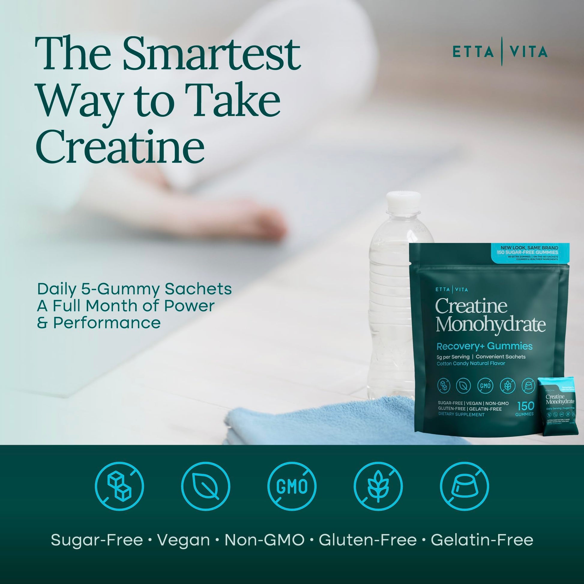Sugar-Free Creatine Monohydrate Gummies (5g Per Packet) - Potent Creatine Gummies for Men & Women, Supplement for Muscle Support, Cognitive Function - Non-GMO, Gluten-Free, Mucuna Pruriens Etta Vita buy australia supplements