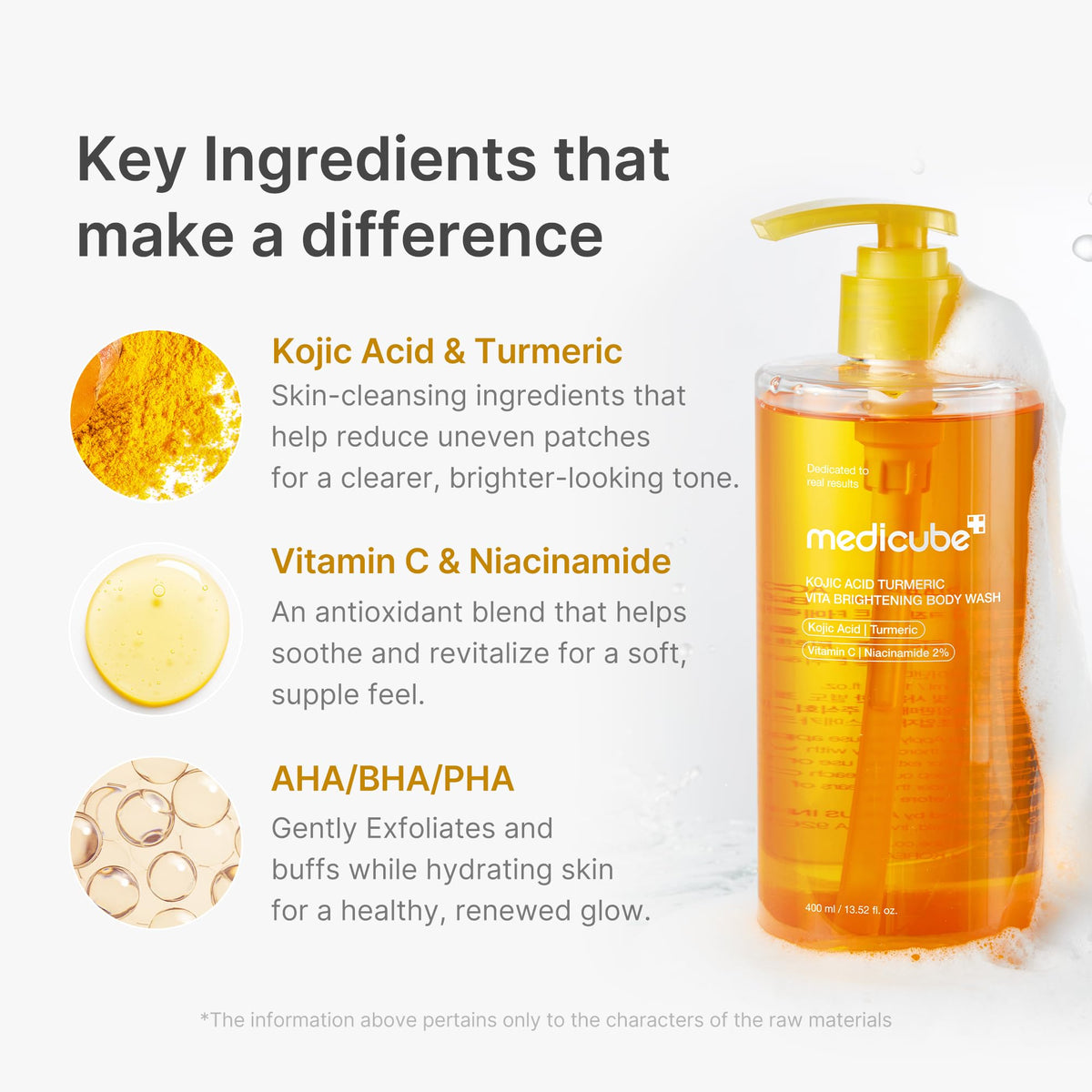 medicube Kojic Acid Turmeric Brightening Body Wash, 33.81 fl.oz medicube