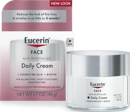 Eucerin Q10 Anti-Wrinkle Face Cream, Unscented Face Cream for Sensitive Skin, 1.7 Oz Jar Eucerin