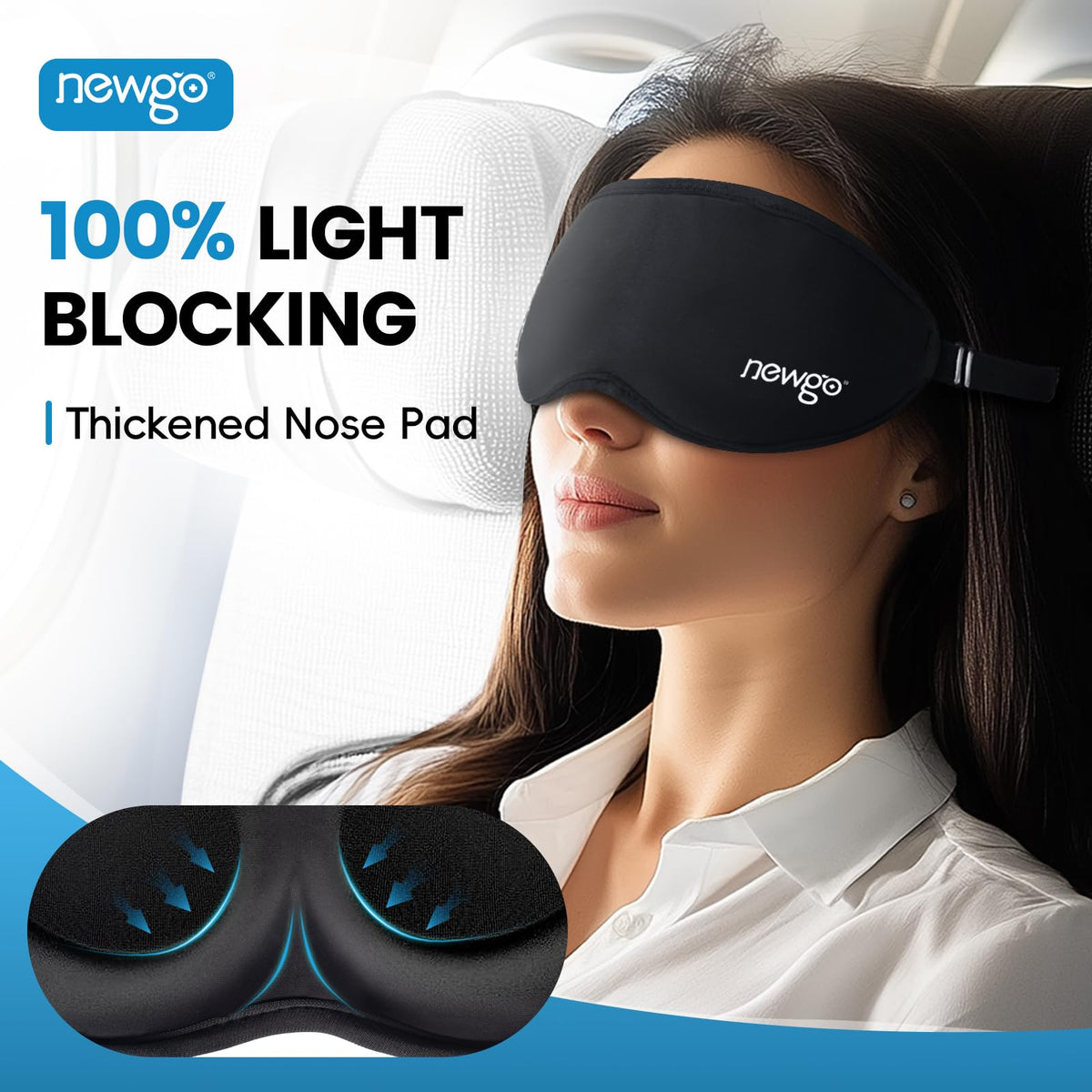 NEWGO 3D Cooling Eye Mask, Weighted Eye Mask for Sleeping, Black NEWGO