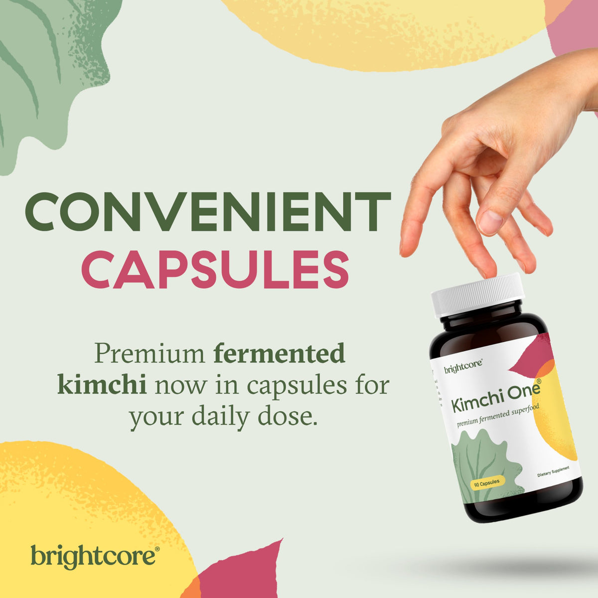 Brightcore Nutrition - Kimchi One, Kimchi Powder Capsules, Probiotics, Enzymes, & Antioxidant Supplement, Premium Gut Health Superfood Brightcore