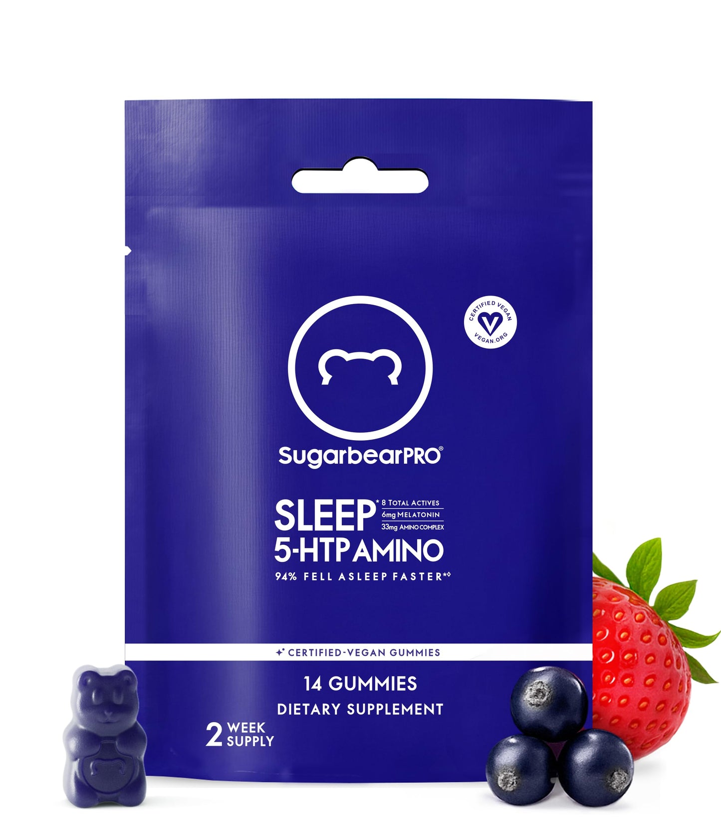 SugarBearPro Sleep Gummy 2 Month Supply, Extra Strength Melatonin 6mg, for Men & Women, Vegan Vitamin B6, L-Theanine, 5 HTP, Valerian, Sleep Aid for Adults & Teens, Certified Kosher