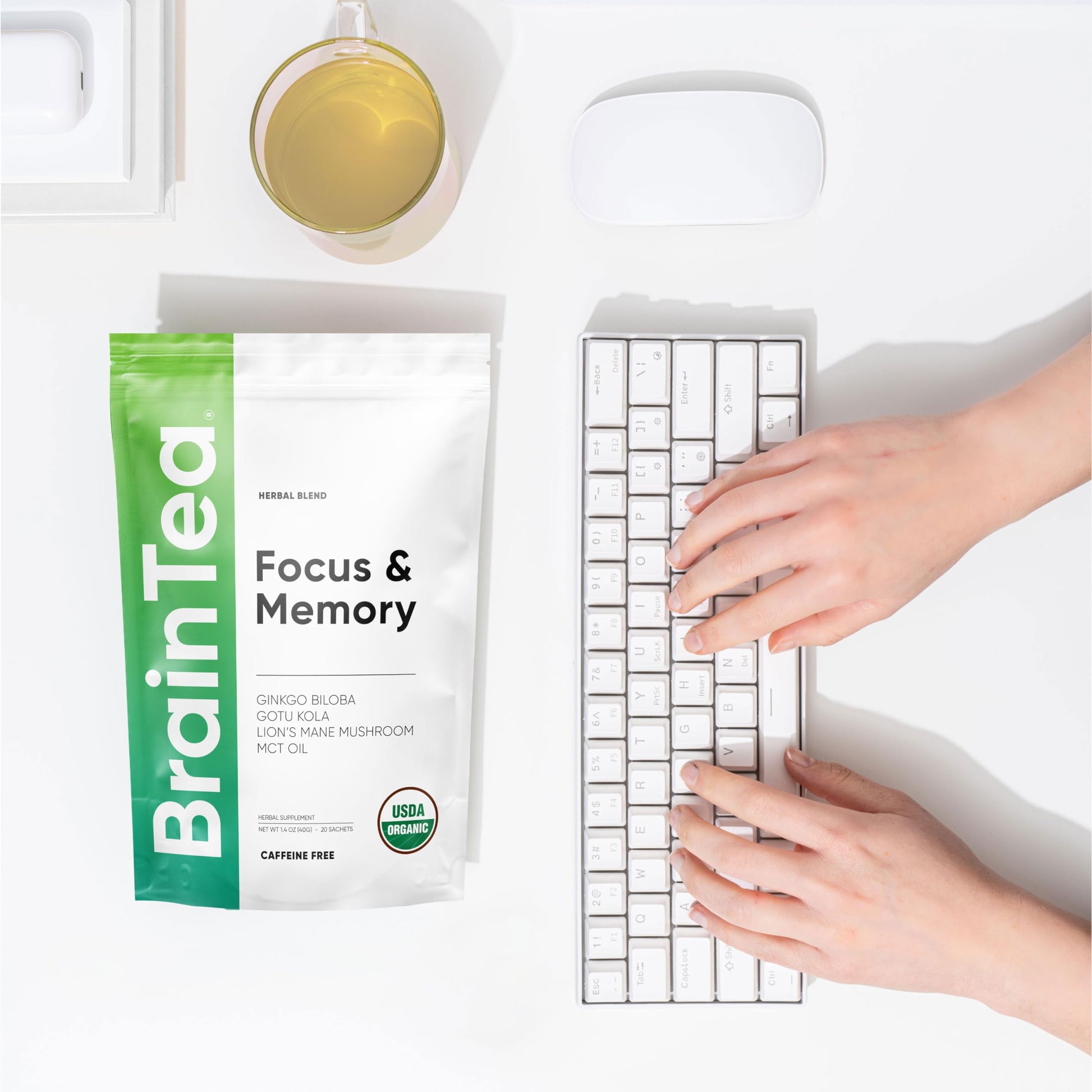Brain Tea Focus & Memory - Brain Tea Organic Certified 4-in-1 Nootropic Herbal Supplement with Ginkgo Biloba, Gotu Kola, Lion’s Mane Mushroom, MCT Caffeine-Free for Mental Clarity (30 Sachets) Brain Tea buy australia supplements