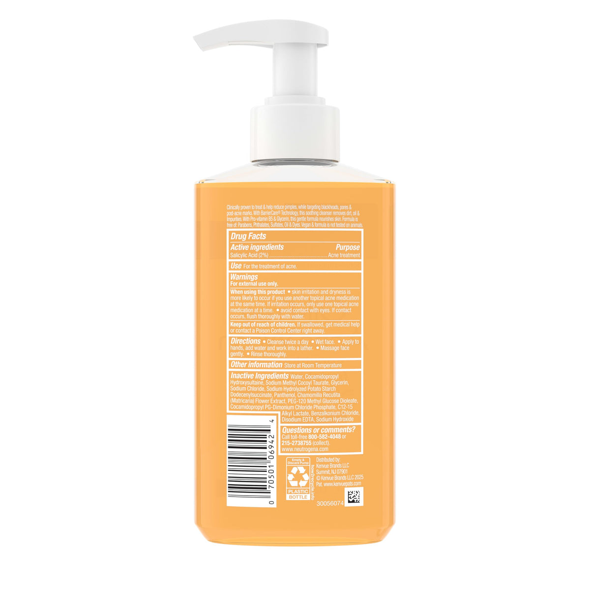 Neutrogena Oil Free Acne Face Wash, Fragrance Free, 9.1 fl oz Neutrogena