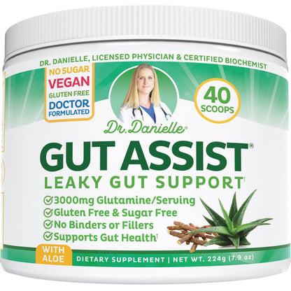 Leaky Gut Support Powder | L-Glutamine Gut Lining Digestive Drink Mix | Gluten-Free Doctor Crafted Botanical Formula | Gut Assist by Dr. Danielle Doctor Danielle