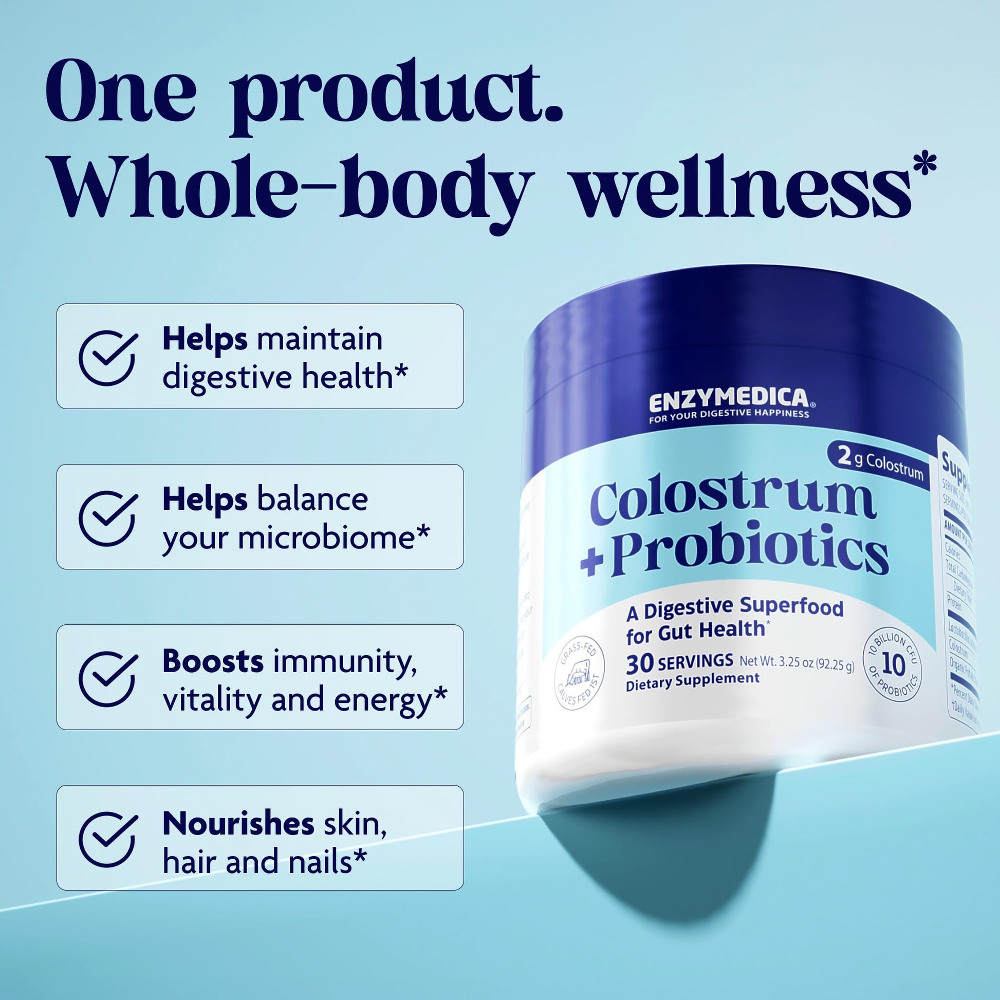 Enzymedica Colostrum + Probiotics Powder Supplement - Grass Fed Bovine Colostrum for Women & Men, Peptide & Lactoferrin Support, Promotes Hair, Skin, Nails, Immune & Gut Health, Gluten Free - 3.25 oz Enzymedica buy australia supplements