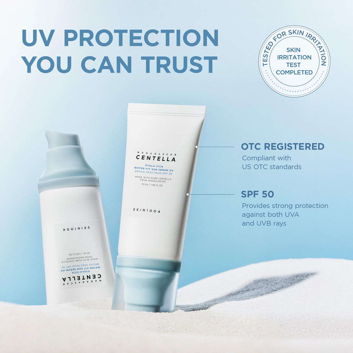 SKIN1004 Hyalu-Cica Water-Fit Sun Serum UV, SPF 50 Sunscreen, 1.69 fl.oz SKIN1004