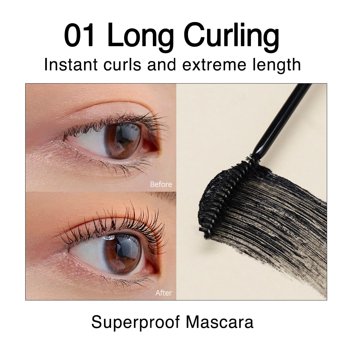 CLIO Kill Lash Superproof Mascara, Waterproof Fiber Lengthening for Straight Lashes, Smudge & Flake-Proof, Clump-Free Lash Extension for Lifted Curl, Safe for Sensitive Eyes (001 Long Curling) CLIO PROFESSIONAL