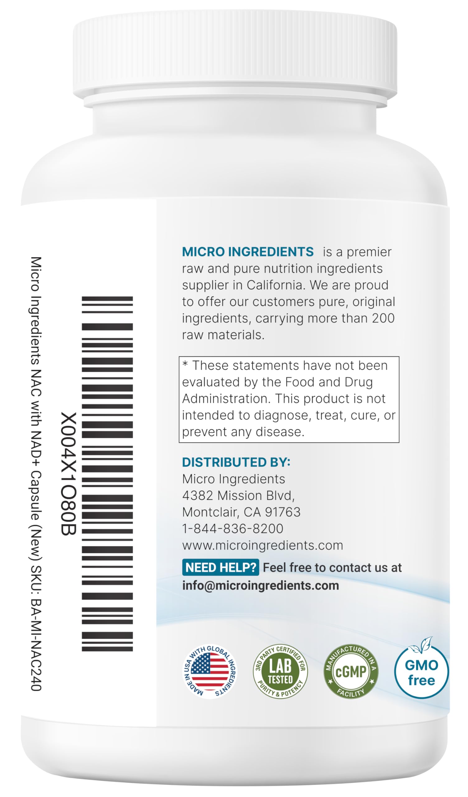 Micro Ingredients NAC with NAD+, 240 Vegetarian Capsules | 1,200 mg Per Serving | 2-in-1 N-Acetyl-L-Cysteine with Nicotinamide Adenine Dinucleotide Micro Ingredients buy australia supplements