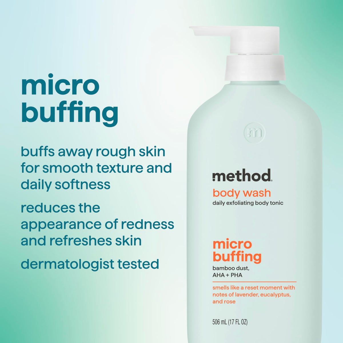 method Exfoliating Body Wash, Micro Buffing, 17 fl oz Method