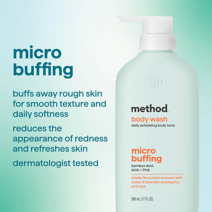 method Exfoliating Body Wash, Micro Buffing, 17 fl oz Method