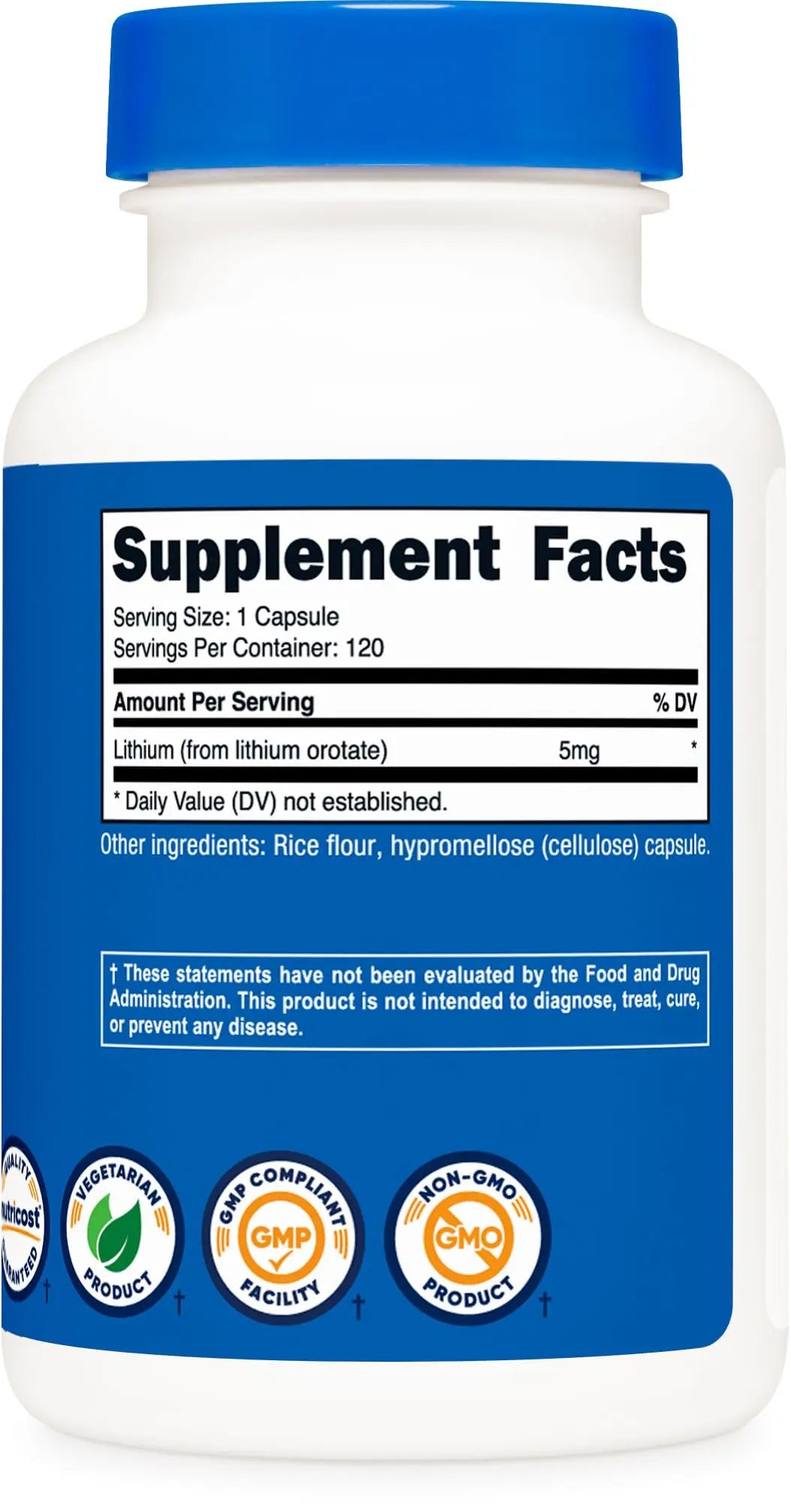 Nutricost Lithium Orotate 5mg, 120 Capsules - Veggie Caps, Non-GMO, Gluten Free Nutricost