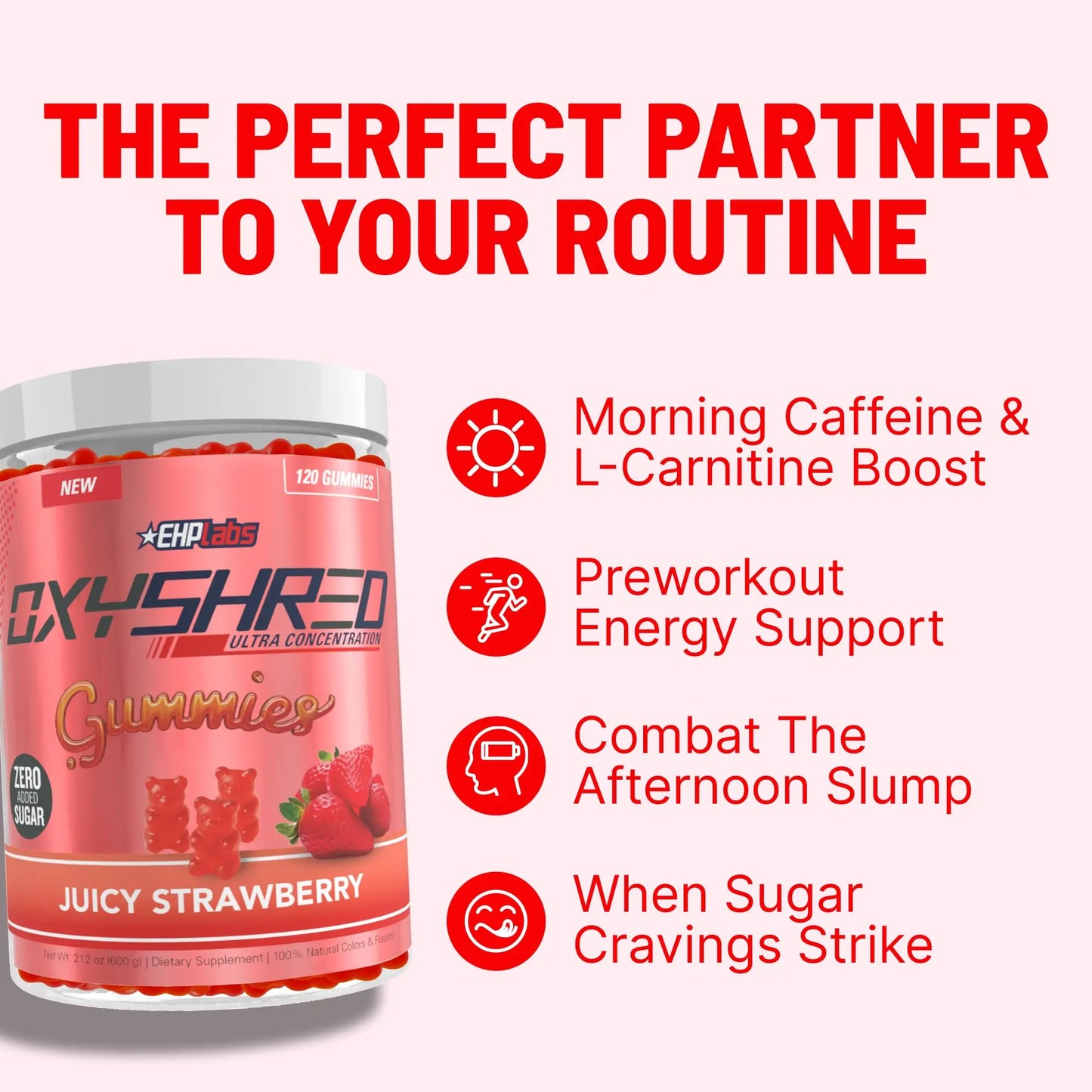 EHP Labs OxyShred Gummies - Pre Workout Gummies & Energy Chews with 100mg Caffeine, L-Carnitine for Thermo & Metabolic Support, All Natural Energy Boost EHP Labs