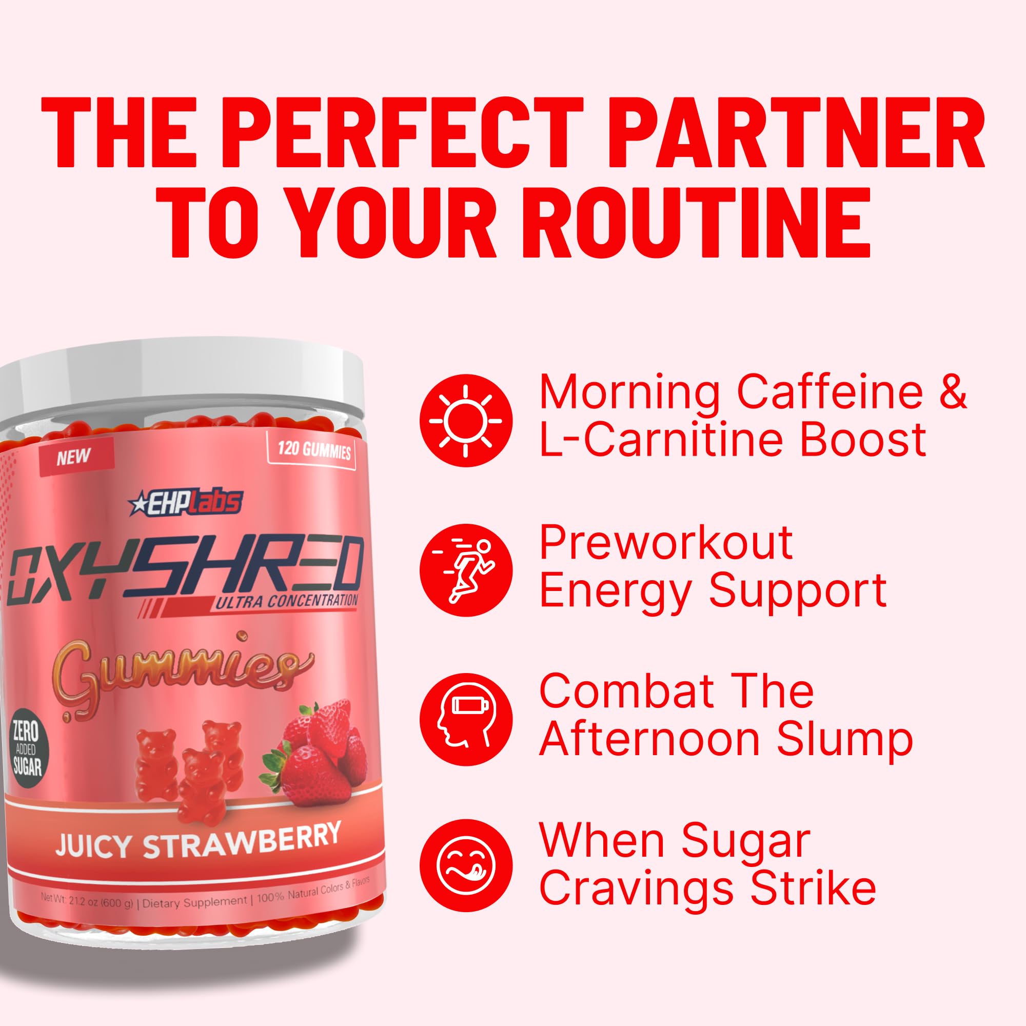 EHP Labs OxyShred Gummies - Pre Workout Gummies & Energy Chews with 100mg Caffeine, L-Carnitine for Thermo & Metabolic Support, All Natural Energy Boost EHP Labs buy australia supplements