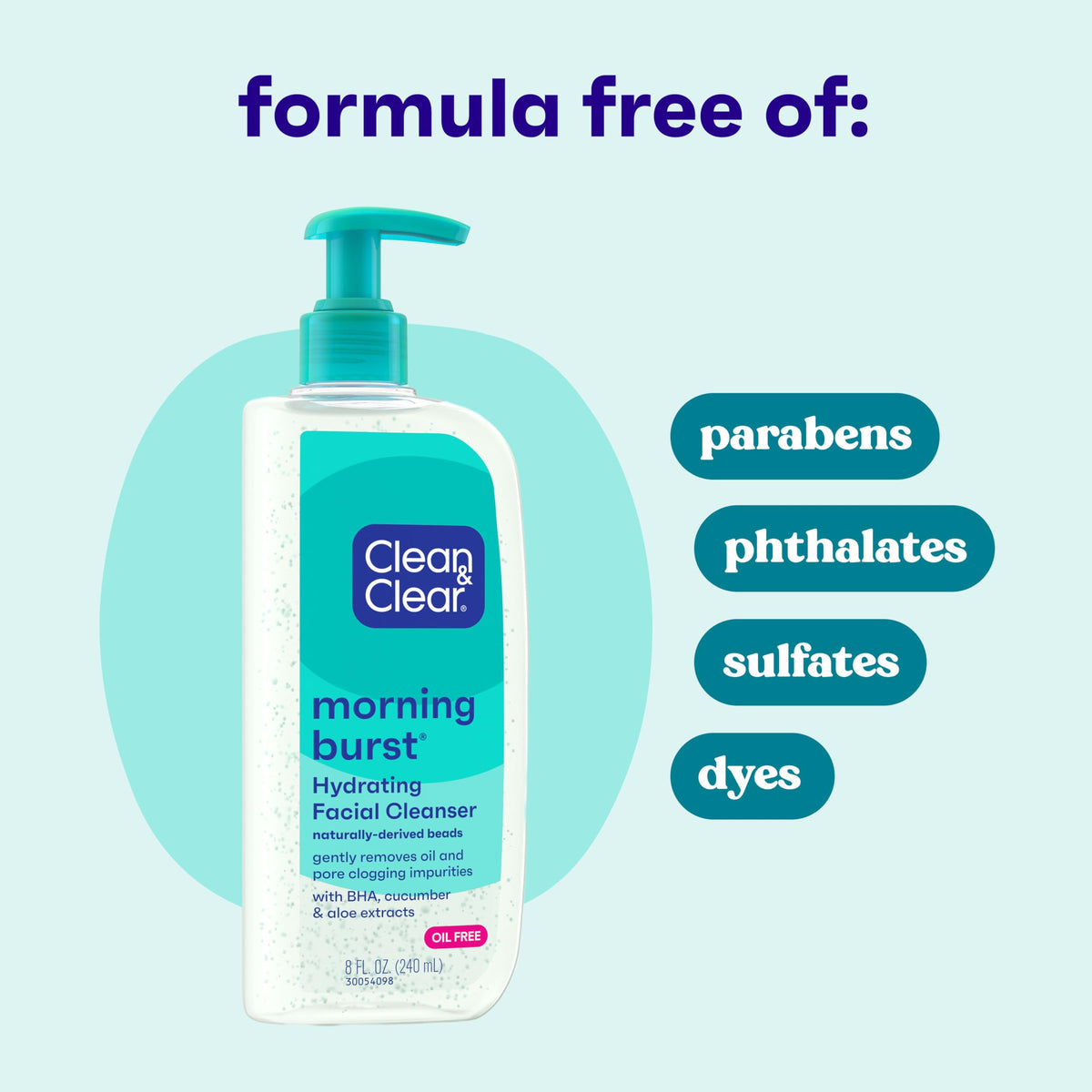 Clean & Clear Morning Burst Hydrating Facial Cleanser with BHA, 8 fl oz Clean & Clear
