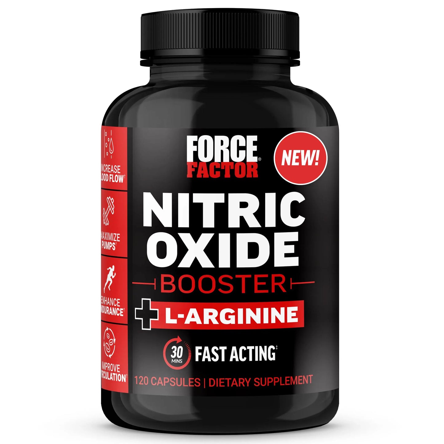 Force Factor Nitric Oxide Booster, Fast-Acting Formula with L-Arginine, Boosts Nitric Oxide Levels, Maximize Muscle Pumps, Enhance Endurance Force Factor