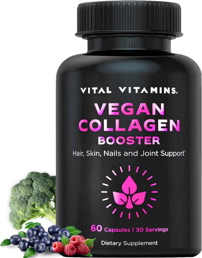 Vital Vitamins Vegan Collagen Booster 60 ct + Hyaluronic Acid Capsules 60 ct Gsupps Australia