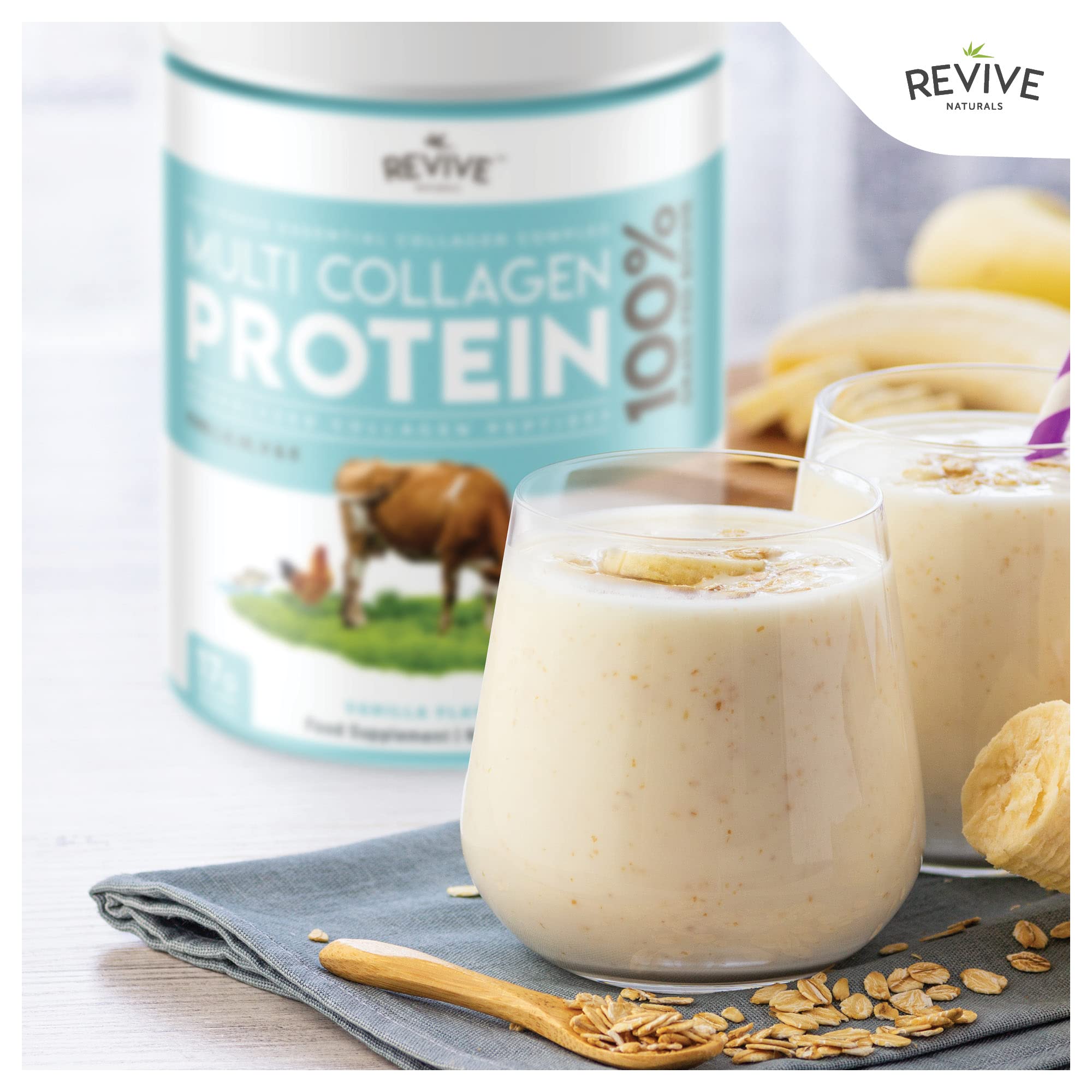 Vanilla Multi Collagen Protein Powder - 400g - Unsweetened - 5 Types of Collagen Peptides Revive Naturals buy australia supplements