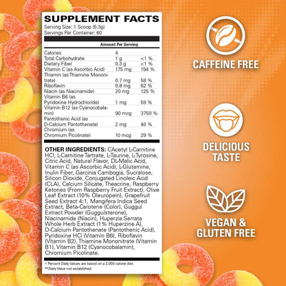 EHP Labs OxyShred Non Stimulant Pre Workout Powder - Stim Free Pre Workout, Caffeine Free Preworkout for Men & Women with L Glutamine & Acetyl L Carnitine - Peach, 60 Servings EHP Labs