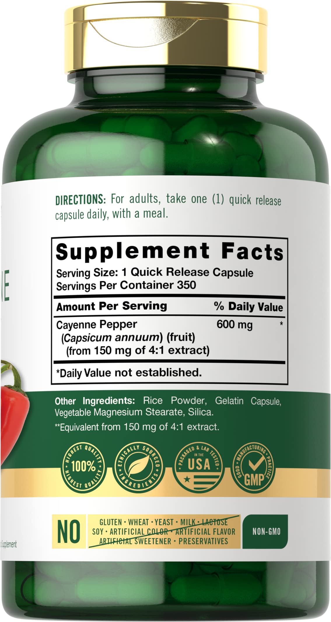 Carlyle Cayenne Pepper Capsules 600mg | 350 Pills | Non-GMO, Gluten Free Supplement Carlyle buy australia supplements