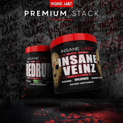 Insane Labz Insane Veinz Non Stimulant NO Enhancing Powder, Nitric Oxide Booster, Loaded with Agmatine Sulfate and Betaine Anhydrous, Increase Vascularity, 35 Srvgs, Fruit Punch