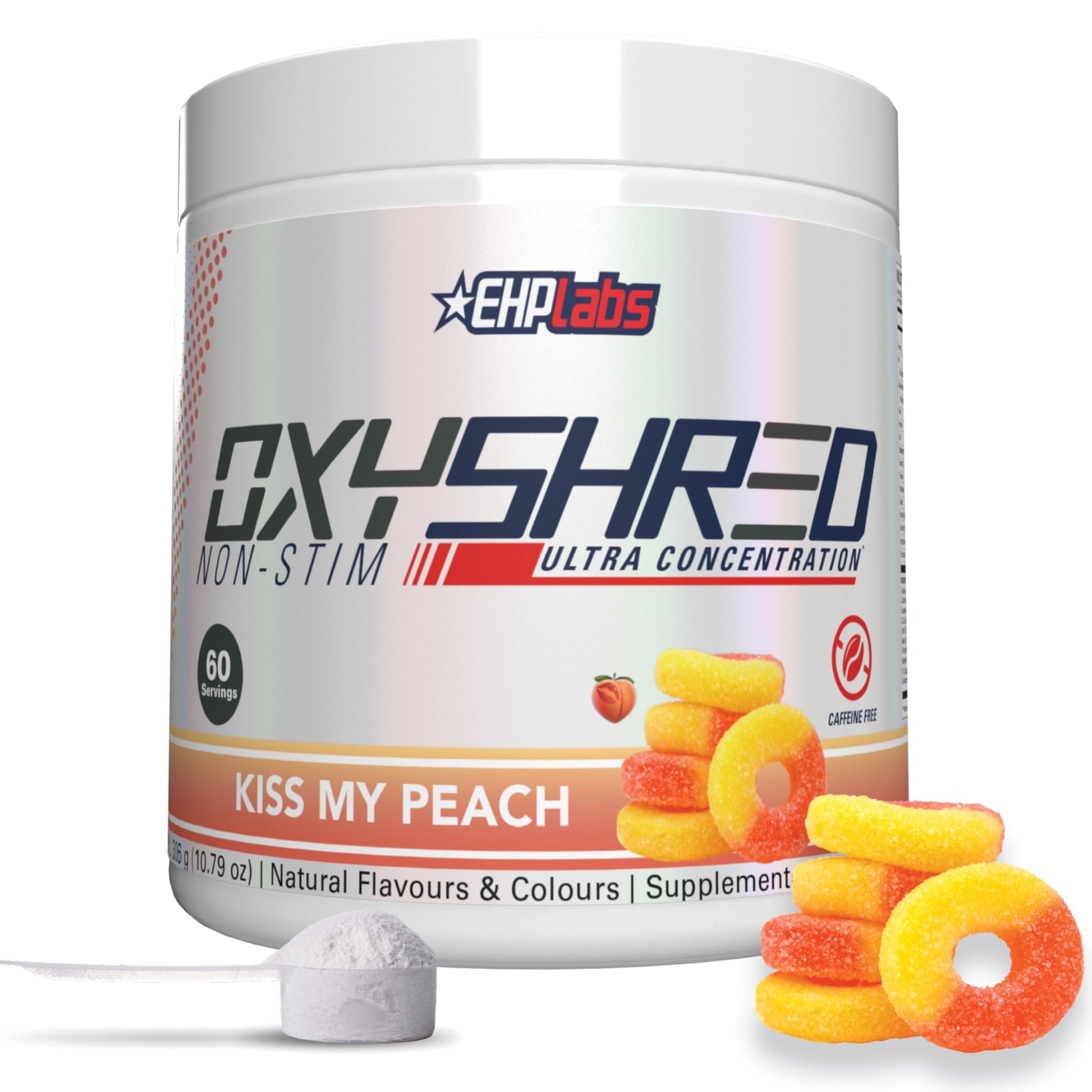 EHP Labs OxyShred Non Stimulant Pre Workout Powder - Stim Free Pre Workout, Caffeine Free Preworkout for Men & Women with L Glutamine & Acetyl L Carnitine - Peach, 60 Servings EHP Labs buy australia supplements