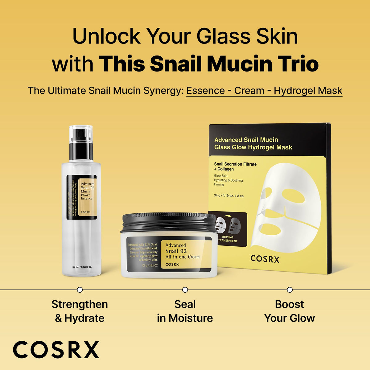 COSRX Snail Mucin 96% Repairing Serum for Sooothing & Hydrating 3.38 oz. COSRX
