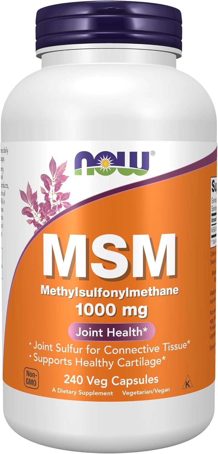 NOW Supplements, MSM (Methylsulfonylmethane) 1,000 mg, Joint Health*, 240 Veg Capsules Gsupps Australia