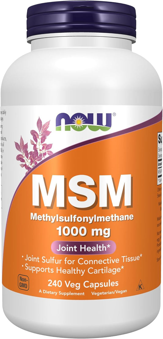 NOW Supplements, MSM (Methylsulfonylmethane) 1,000 mg, Joint Health*, 240 Veg Capsules Gsupps Australia