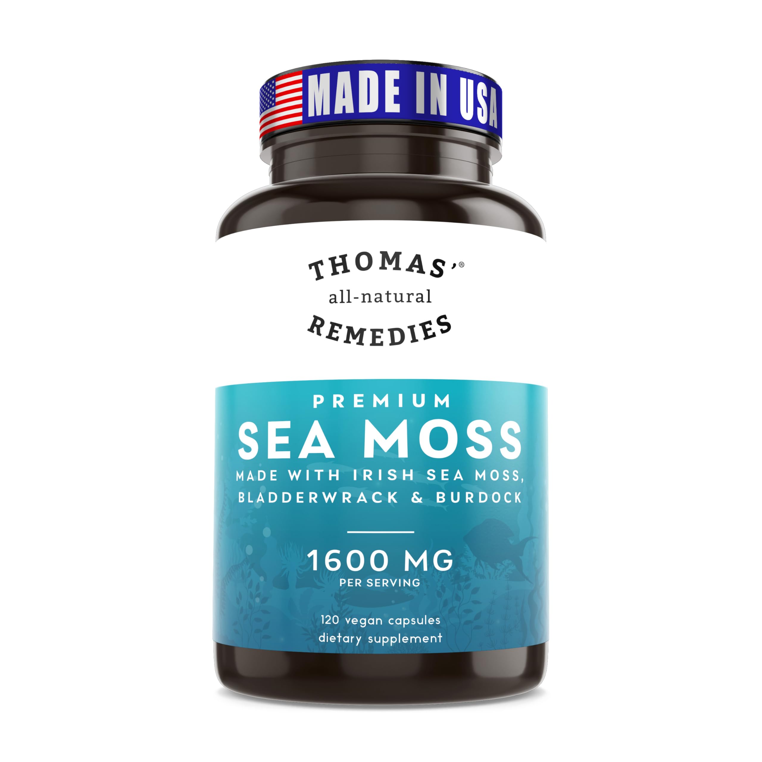 Thomas' all-natural Remedies Irish Sea Moss Capsules, Sea Moss with Bladderwrack & Burdock Root Organic for Gut Health, Digestion, Energy & Immune Support, 120 Seamoss Pills Thomas' all-natural Remedies buy australia supplements