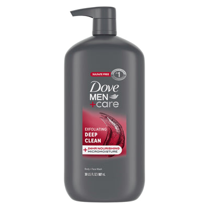 Dove Men Body & Face Wash Exfoliating Deep Clean, with 30 oz DOVE MEN + CARE
