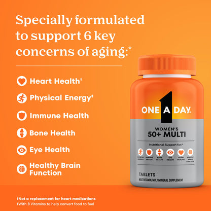 One A Day Multivitamin for Women 50 and Over Tablets, Womens Multivitamin 50 plus with Vitamins D, C, E, Zinc & Biotin, Daily Vitamins ONE A DAY