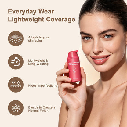 Color Changing Foundation -Skin Tone Adapting Liquid Foundation for Women Océane