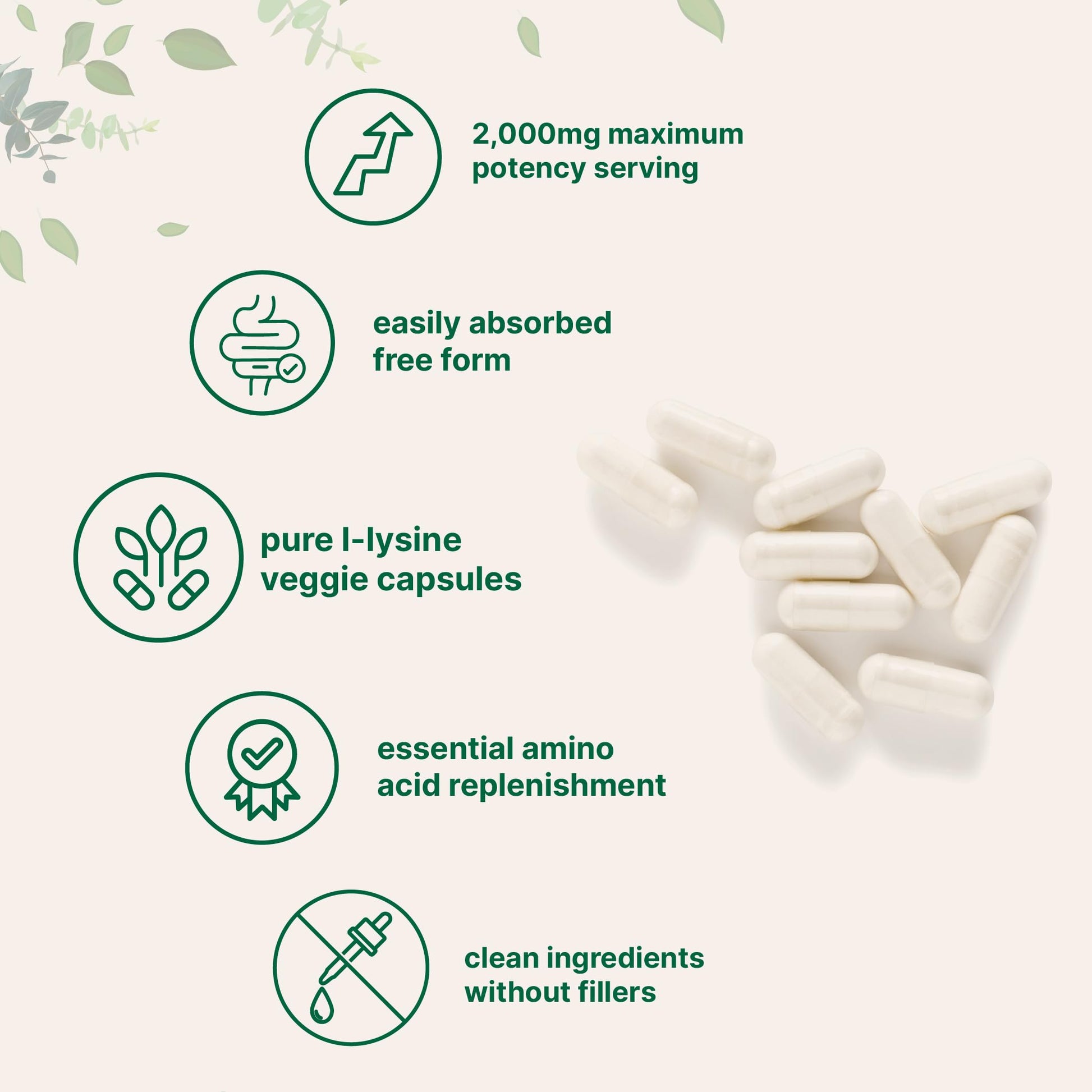 Pure L-Lysine 2,000mg, 300 Veggie Capsules | Maximum Potency, Easily Absorbed, Free Form | Essential Amino Acid for Collagen, Lip, & Immune Support Micro Ingredients buy australia supplements