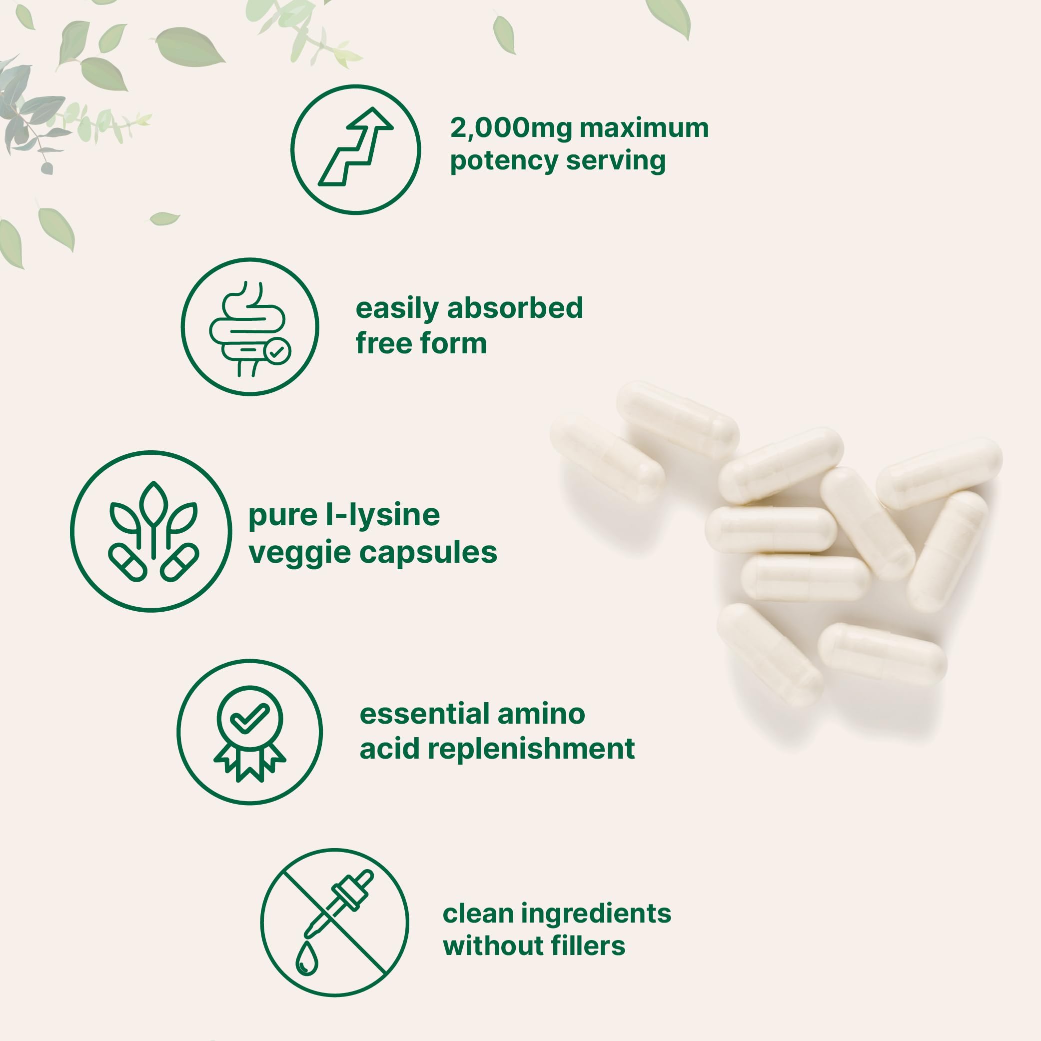 Pure L-Lysine 2,000mg, 300 Veggie Capsules | Maximum Potency, Easily Absorbed, Free Form | Essential Amino Acid for Collagen, Lip, & Immune Support Micro Ingredients buy australia supplements