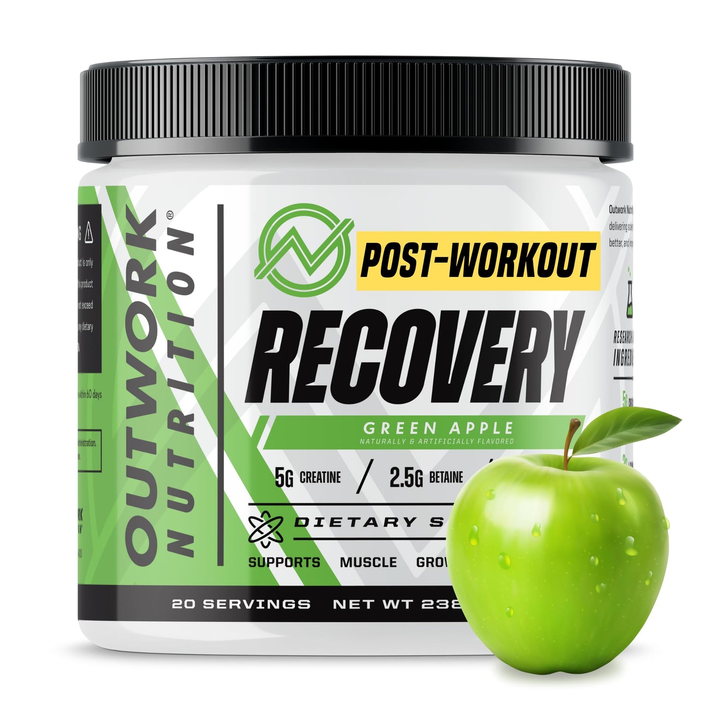Outwork Nutrition Post Workout Recovery Powder - Creatine Monohydrate, KSM-66 Ashwagandha & Tart Cherry - Speeds Recovery, Eases Soreness - Creatine Powder for Men & Women, Orange Sherbet, 230 Gr
