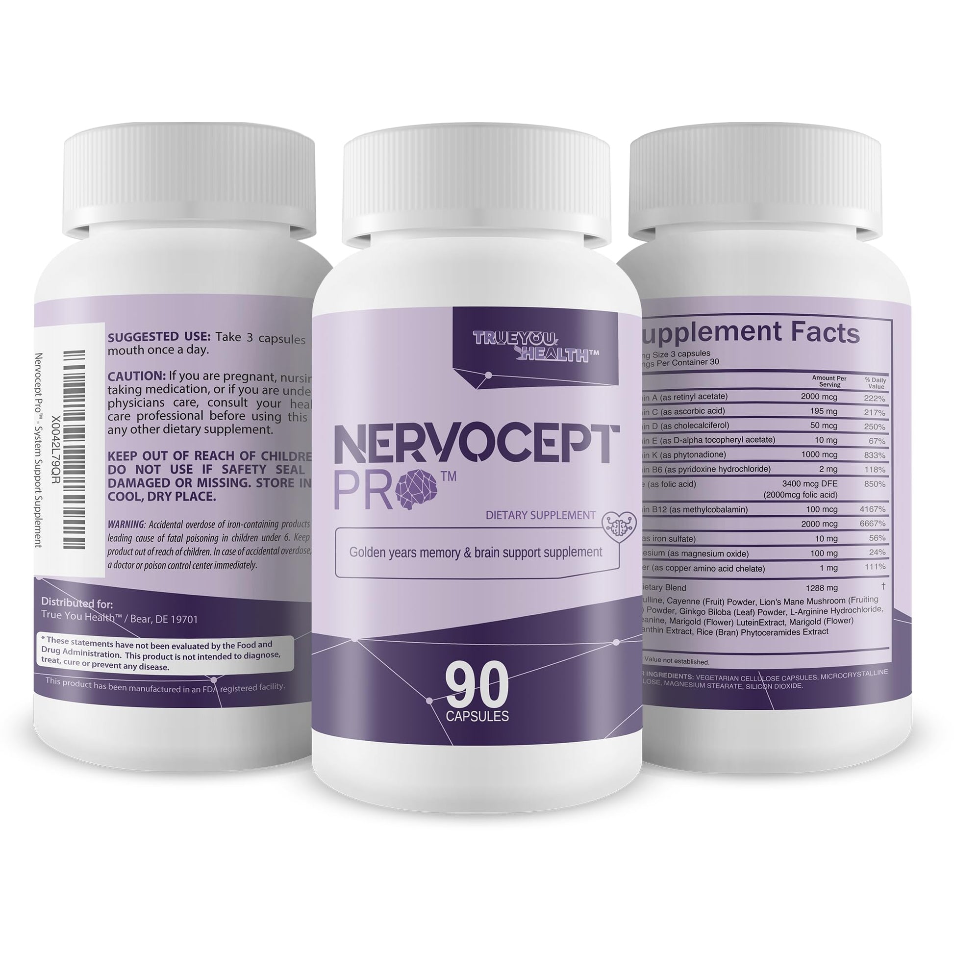 Nervocept Pro - Our Best Nerve Support Capsules - Lions Mane, Magnesium, Vitamin B For Nerve Repair - Vitamin D for Nerves - Lions Mane Memory & Nerve Support - Vitamin B12 Nerve Support True You Health buy australia supplements